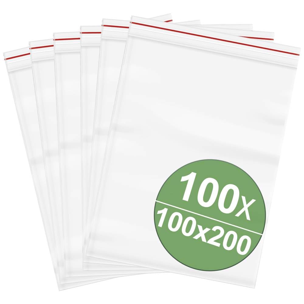 100mm Wide x 200mm High Clear Polythene Snap Seal Bags Without Labeling Tape