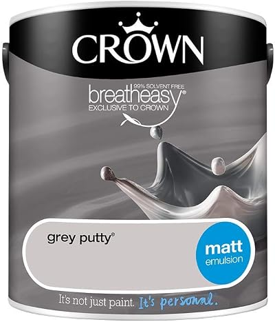 Crown Retail Core Emulsion Matt Grey Putty 2.5L Walls Ceilings Breatheasy