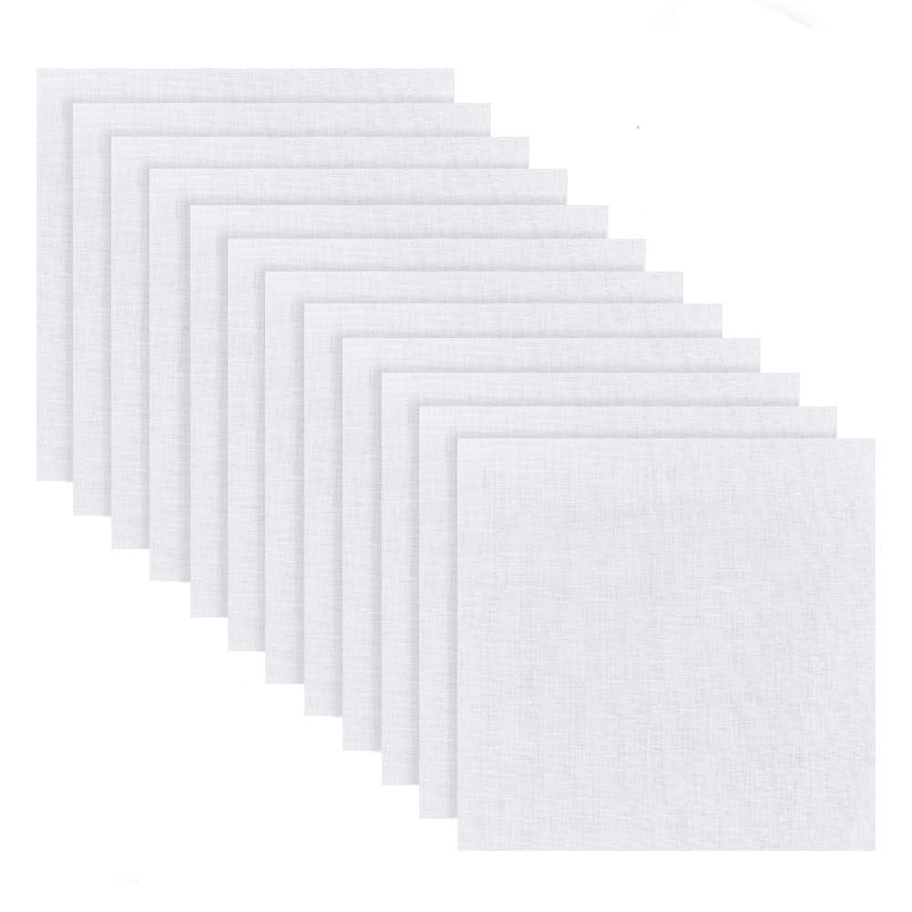 NBEADS 50 Pcs 100% Cotton White Precut Square Fabric 18.2x18.3cm for Embroidery, Quilting, Tie-dye, Hand Painting, Sewing - Cross Stitch Cloth Cotton Aida