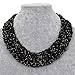 Fashion Chain Choker Collar Necklace Water Drop Olivary Resin Beads Bib Statement Chain Necklace(Black)