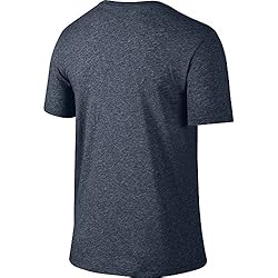 NIKE Men's Dri-FIT Cotton Tee, Obsidian Heather/Matte Silver