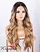 K'ryssma Dirty Blonde Lace Front Wig with Dark Roots Ombre Long Wavy Synthetic Wig for Women