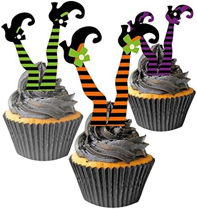 VNFEI Halloween Witch Feet Witch's Boot Shoes Cupcake Toppers Party Supplies Gift,total 37 pieces