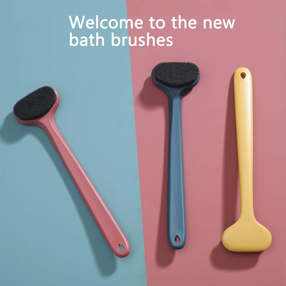Bath Body Brush with Comfy Bristles Long Handle Gentle Exfoliation Improve Skin's Health and Beauty Bath Shower Wet or Dry Brushing Body Brush (Dark Blue) : Beauty