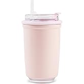 Fijinhom 12oz Insulated Tumblers with Straw, Stainless Steel Tumblers Travel Coffee Mug with Lids, Kids Water Bottle for School Boy&Girl, Hot and Cold Drink, BPA-Free, pink