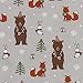 Cup of Cocoa Deluxe Flannel Fitted Crib Sheet - Bear, Fox, Winter Scene Print Cotton Flannel, Brown, Orange and Gray, Fully Elasticized, 10 in Deep Pockets, Fits Standard Crib Mattress 28 in x 52 in