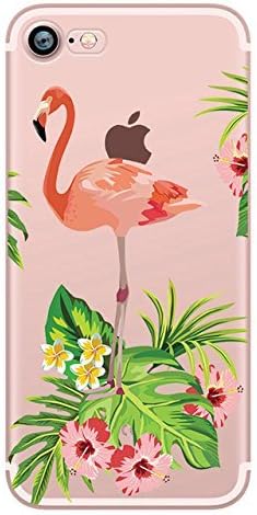 Pineapple Panda Flamingo Giraffe Bird Pizza Art iPhone X Case, Apple iPhone 8 Cover Case,Soft Clear Cover Case for iPhone X 7 7S 8 8 Plus (Flamingo Leaf Art, for iPhone x)