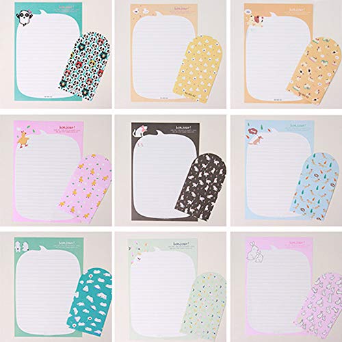 SCStyle Envelopes 3.54 Inches x3.34 Inches,30 Cute Lovely Kawaii Special Design Writing Stationery Writing Paper 9.25Inches x6.3 Inches and 15 Envelopes,Stationary Paper and Envelopes Set