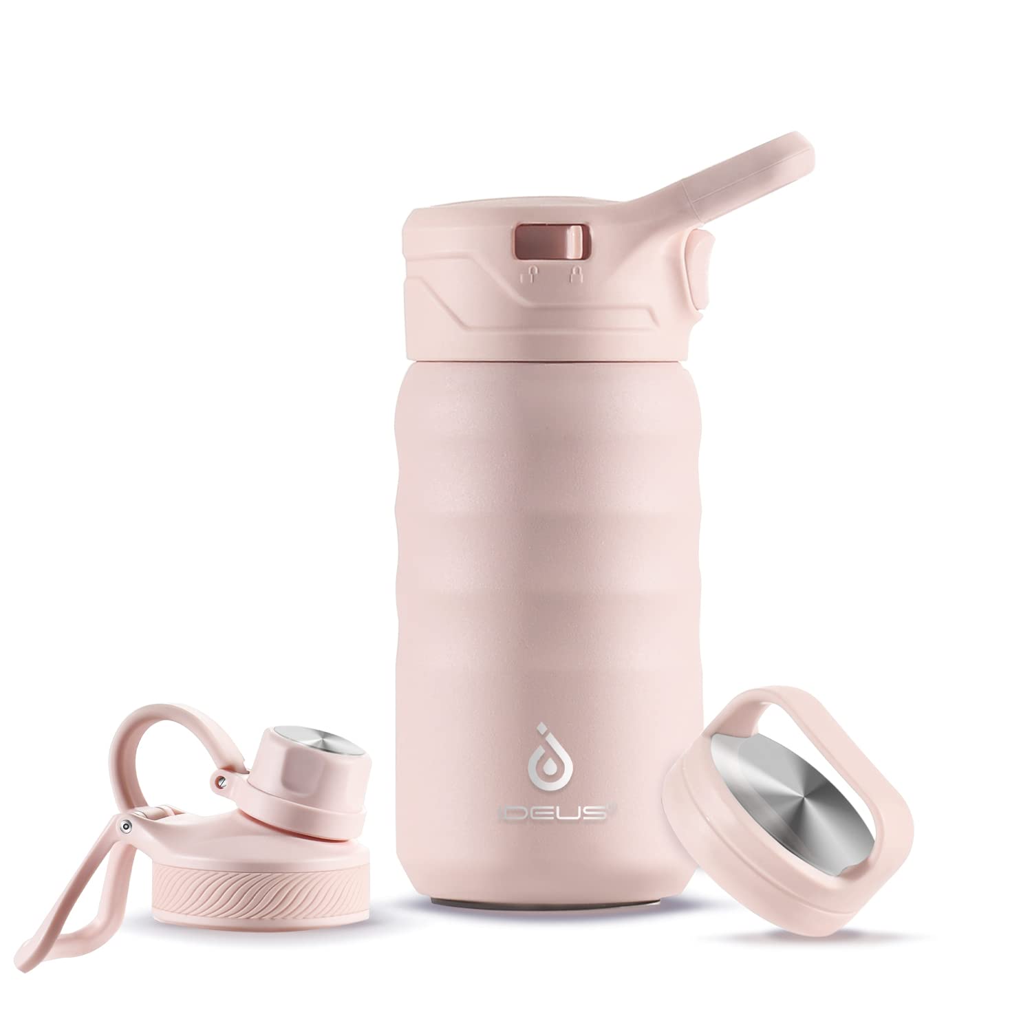 IDEUS Insulated Water Bottle 360ml/12oz, Stainless Steel Water Bottle for School, Insulated Bottles with Straws Leakproof, Vacuum Double Wall Water Bottles for Boys and Girls with 2 Lids, BPA Free — image 1