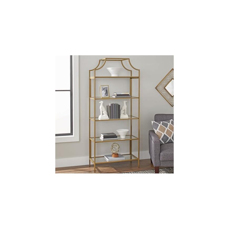 Better Homes and Gardens Nola 5Open Shelves Bookcase, (Gold, Bookcase