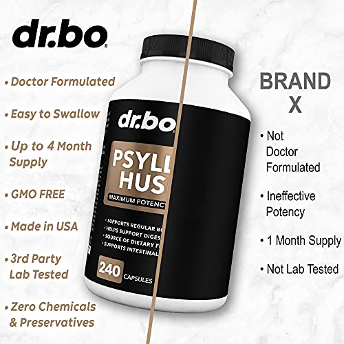 Psyllium Husk Capsule Fiber Supplement Natural Powder Capsules for Constipation Relief for