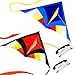 emma kites Pack of 2 Blue & Red 60 inch Miss Sora Rainbow Delta Kites for Adults Kids Beginners Super Easy to Fly - RTF Kite Kit with Kite Tails & 320ft Kite String Outdoor Games Activities