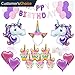 UNICORN PARTY SUPPLIES DECORATIONS- 12 guests Complete Set Cake Cupcake Toppers, Gold Headband, Helium Foil Balloons, Heart Balloons, Happy Birthday Banner, Gifts, Favors For Girl First 1st Birthday