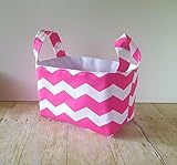 Fabric Storage Basket with Handles - Pink Chevron