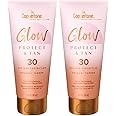Coppertone Glow Protect and Tan Sunscreen Lotion + Gradual Self Tanner, SPF 30 Sunscreen, 5 Fl Oz Tube, Pack of 2
