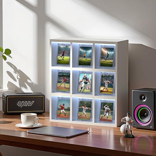 Skyhill 102ct Magnetic Card Holders, 35pt Acrylic One Touch Card Holder with Extra 102 Protective Sleeves, U-V Protection& Waterproof Hard Plastic Card Protectors for Trading Cards, Sports, Game Cards