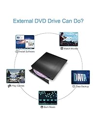 Externa USB 3.0 Unidad de CD, CD DVD-RW, CD-RW grabadora SuperDrive para transferencia de datos de alta velocidad para computadora portátil Notebook PC de sobremesa compatible con Windows Vista 7 8.1 10, Mac OSX por joyphy, Negro