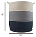 Cotton Rope Basket for Storage and Organization in Baby Nursery or Kids Room | Extra Large 18” x 16” Decorative Laundry Hamper, Organizer for Blankets, Towels, Toys, Books | Blue/Grey/Off-White