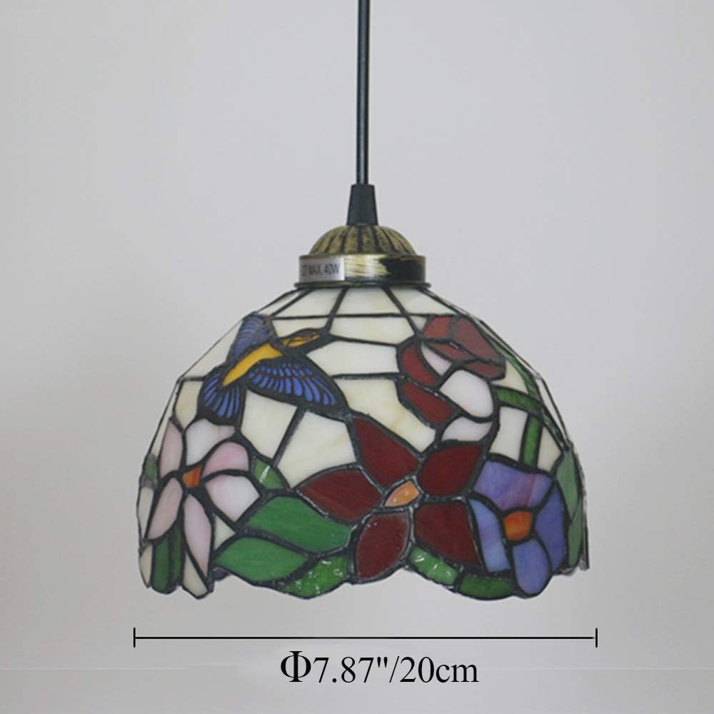 STGLIGHTING 15ft Plug-in Swag Pendant Lighting UL Dimmer Switch Cord with Iron Chain Tiffany Colorful Handmade Glass Shade Antique Chandelier Decorative Pendant Light Bulb Not Included TB0454 - - 