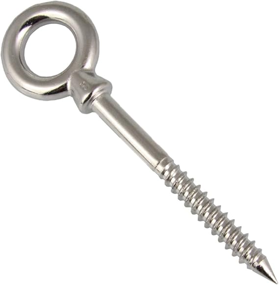 5 Pack of Eye Bolt with Wood Thread 8 x 80 mm A4 Stainless Steel