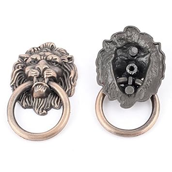 2pcs Vintage Art Schrank Schranktür Löwe Ring ziehen Griffe Griff