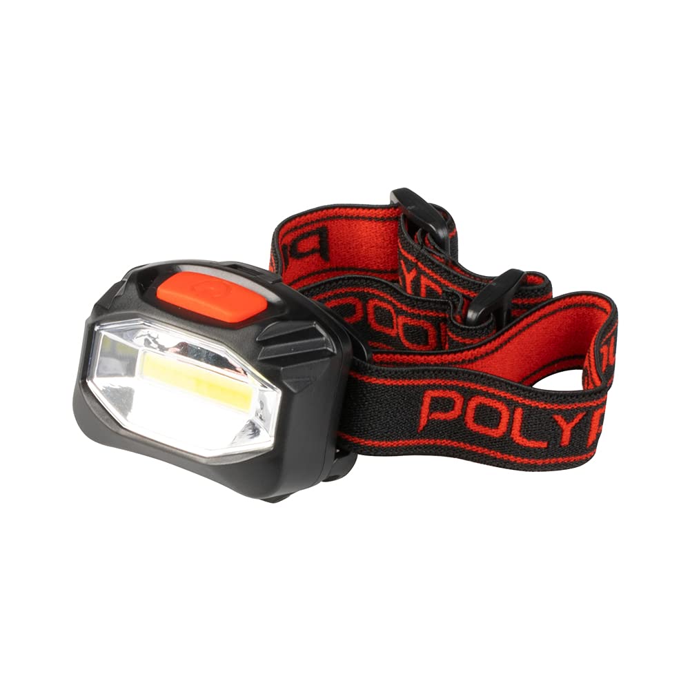 Poly Pool Multifunctional pp3156, Forehead Lamp Ultra Bright COB 3 W LED Head, 3 functions, Elastic Headband and Tilt Head Unisex – Adult, Red/Black, M