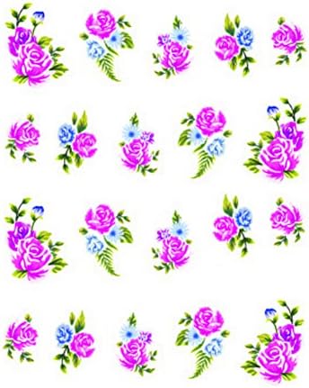 5Pcs Beautiful Flowers Pattern Nail Art Tips Decoration Sticker, BLE1716