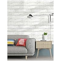 HaokHome 5030 Shiplap Peel and Stick Wood Wallpaper Off White 17.7"x 19.7ft Distressed Wood Plank Wallpaper