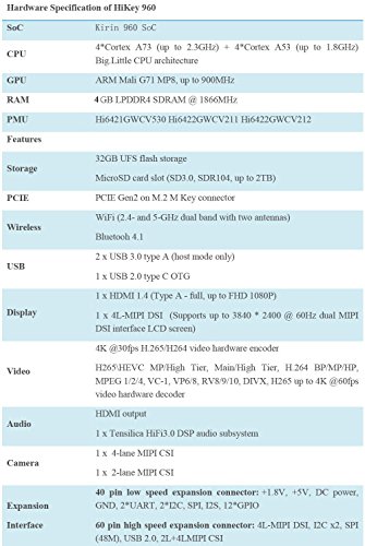 SmartFly info HiKey 960 Single Board Computer Octa core - 96Boards Reference Development Platform (4GB LPDDR4 & 32GB eMMC) Running with AOSP & Linux