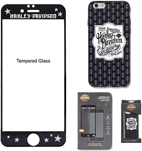 Harley Davidson iPhone 7 Semi Rigid 1903 Lefleur Cover and Harley Davidson Stars Tempered Glass Screen Guard.