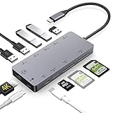 USB C Hub,GIKERSY 11 in 1 Type C Adapter with PD Charging Port,4K USB C to HDMI,2 USB3.0/3 USB2.0 Ports,MicroSD/SDXC Card Reader Compatible MacBook Air 2018/MacBook Pro,Nintendo Switch and More (Grey)