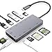 USB C Hub,GIKERSY 11 in 1 Type C Adapter with PD Charging Port,4K USB C to HDMI,2 USB3.0/3 USB2.0 Ports,MicroSD/SDXC Card Reader Compatible MacBook Air 2018/MacBook Pro,Nintendo Switch and More (Grey)