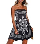 CHICGAL Summer Dresses for Women Beach Cover Ups Strapless Boho Floral Print Sundress