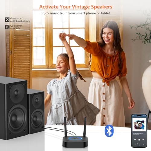 [Upgraded] 1Mii B06Pro Long Range Bluetooth 5.3 Receiver with Volume Control, aptX HD Wireless Audio Receiver for HiFi, aptX Low Latency for Old Amp (RCA Digital Optical TOSLINK Coaxial)