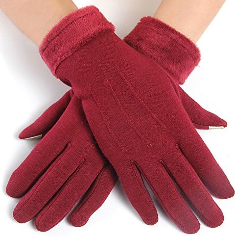 ZJtech Womens Winter Touch Screen Gloves Warm Fleece Windproof Mittens for iPhone Smartphones (Red)
