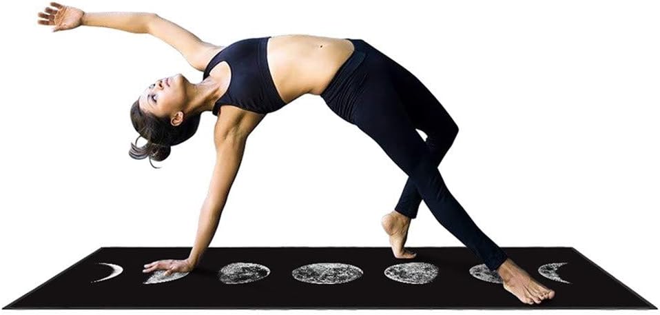 Vacally Multifunction Non-Slip Thick Yoga with Mat Moon Print Durable Exercise Pad Outdoor Indoor Fitness Mat Breathable Lose Weight Pad for Women Men 172x61cm/68.8x24.4inch