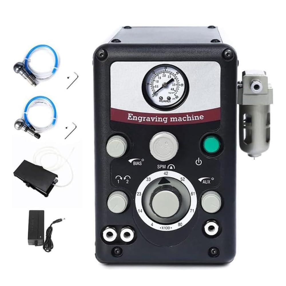 Photo 1 of Lakimi Pneumatic Jewelry Engraver Machine - Pneumatic Hand Engraving Machines Dual-Head 400-8000 RPM for Jewelry and Metal Crafting G01