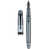 Asvine V126 Vacuum Filling Fountain Pen, Matte Black Acrylic Medium Nib, Large-Capacity Pen with Gift Case