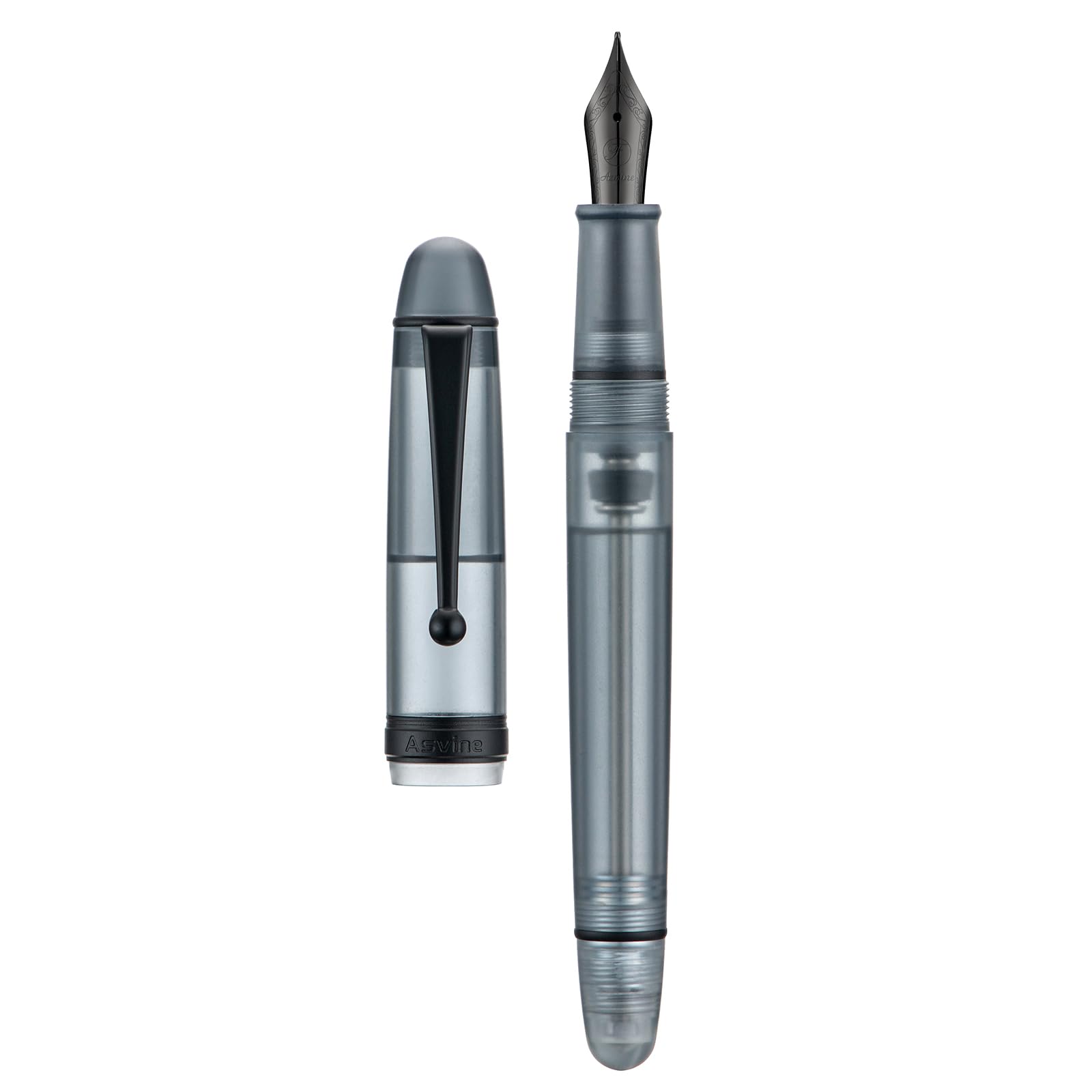 Asvine V126 Vacuum Filling Fountain Pen, Matte Black Acrylic Medium Nib, Large-Capacity Pen with Gift Case — image 1