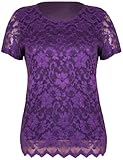 Purple Hanger Women's Floral Lined Lace Blouse Top Plus Size