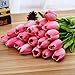 10PCS Wedding Decor PU Tulip Artificial Wedding Home Design Bouquet Flowers (darkpink)
