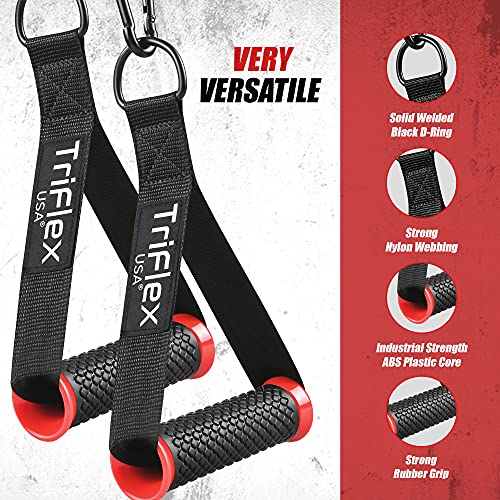 TriFlexUSA Elite Resistance Band Handles with Black Clips 2 pcs Heavy