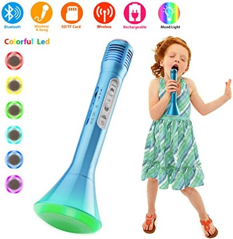 Wireless Karaoke Microphone, Bluetooth Handheld Karaoke Machine with Speaker Mic Party KTV Home Mike Systems, Portable Led Music Singing Equipment for IPhone/Android/IOS/Smartphone Kids Adults