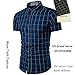 MUSE FATH Short Sleeve Shirt-Cotton Plaid Shirt-Easycare Short Sleeve Shirt-Royal Blue-L
