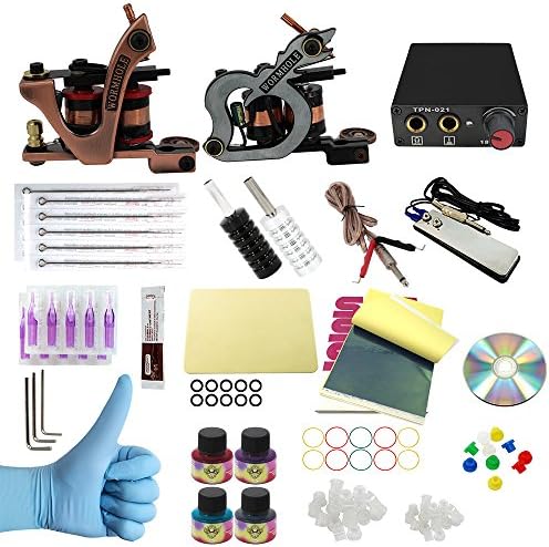 Wormhole Complete Tattoo Kit for Beginners Tattoo Power Supply Kit 4 Tattoo Inks 10 Tattoo Needles 2 Pro Tattoo Machine Kit Tattoo Supplies TK1000042