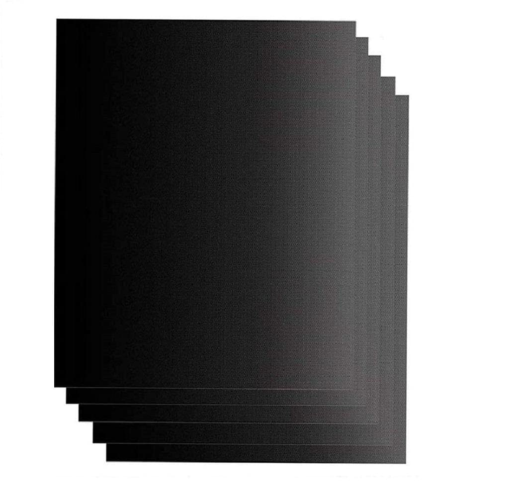 Vinsani 5PC Non-Stick BBQ Grill Mat(40 x 33 cm)–Universal Barbeque Baking Oven Liners Reusable and Dishwasher Safe Indoor Outdoor BBQ Cooking Mats for Charcoal Electric Gas Grill Kitchen Ovens – Black