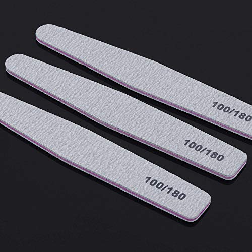 25 Count Nail Files for Acrylic Nails 100/180 Grit Reusable Fingernail File Emory File Double