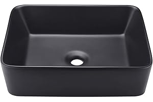 Miyili Vessel Sink Rectangle Matte Black - 19"x15" Modern Rectangular Top Counter Bathroom Sink Porcelain Ceramic Lavatory Sink Bowl Art Basin, VS4837B