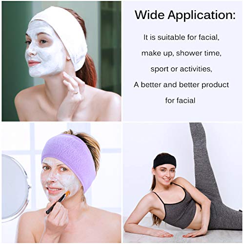 Aniwon 8 Pack Spa Headband Hair Wrap Sweat Headband Head Wrap Hair Towel Wrap Non-slip Stretchable Washable Makeup Headband for Face Wash Facial Treatment Sport