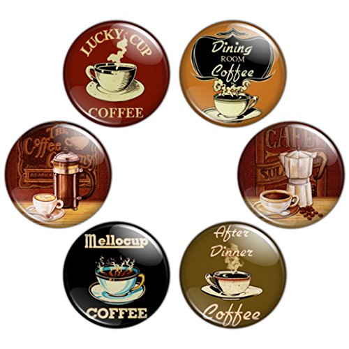 Button Bistro Men's I Love Coffee 1.25 inch (32 mm) Pinback Button Set Badges Pins